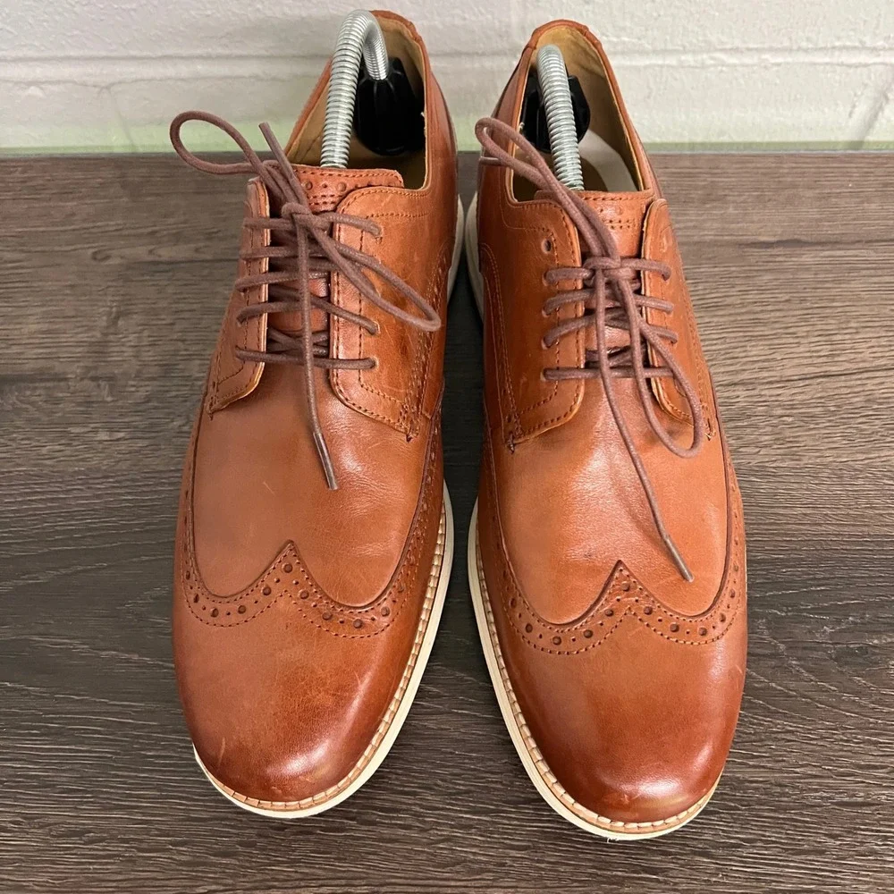 Cole Haan Grand.OS Mens 10M British Tan Leather Wingtip Oxford Shoes C26471